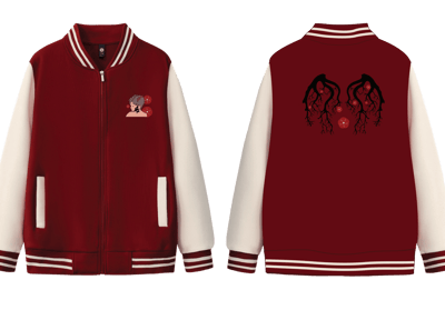 Sylus themed LADs varsity jacket black red white