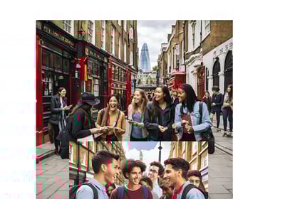 a group of people standing around a group of people