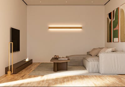 applique luce led illuminazione muro legno