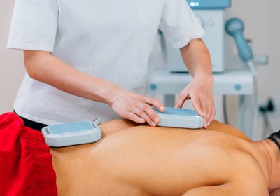 a man getting a massage at a massager