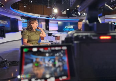 KENS 5 Studio interview BTS Sarah Duran with Jon Coker
