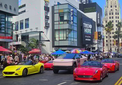 Ferrari Lamborghini Tesla Cybertruck Los Angeles Hollywood