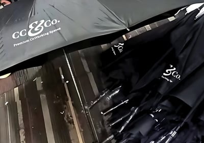 Corporate branded umbrellas with logo supplied in Pune by umbrella manufacturer LK Creations