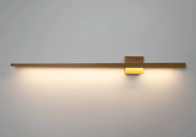 applique luce led illuminazione muro legno