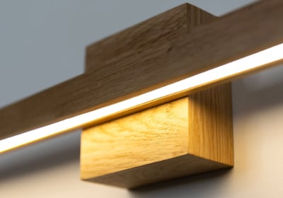 applique luce led illuminazione muro legno
