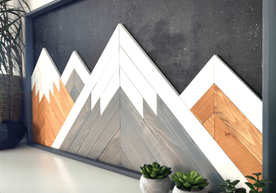 Quadro-legno-montagne-geometrico