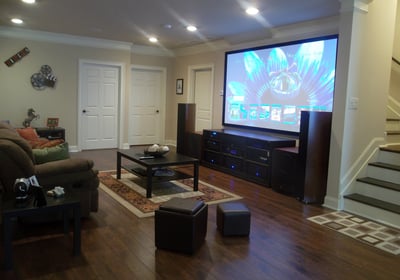 a living room with projector and projection screen. Richmond