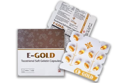 Tocotrienol soft gelatin capsules, E-Gold Capsules, Vitamin-E, Tocotrienol, multivitamins, vitamins