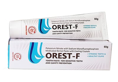 Orest-F Toothpaste – Potassium Nitrate & Sodium Fluoride formula for sensitive teeth relief, enamel 