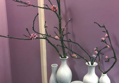 branchages naturels avec origami papier japonais