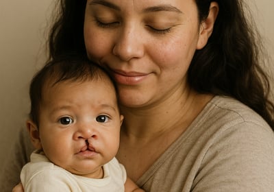 a woman holding a baby in her arms