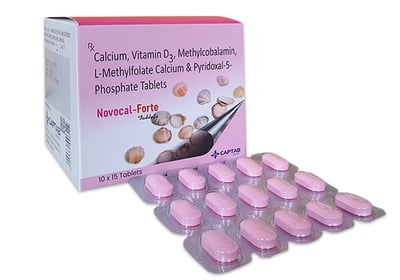 Novocal Forte Tablets – Enriched with Calcium, Vitamin D3, Methylcobalamin, L-Methylfolate Calcium.