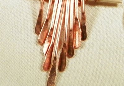 Hammered large gauge copper pins for a pendant