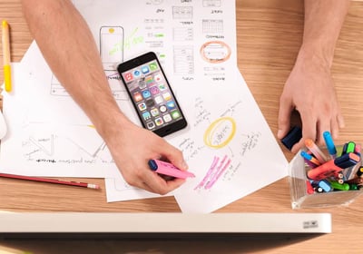 Person working on marketing material