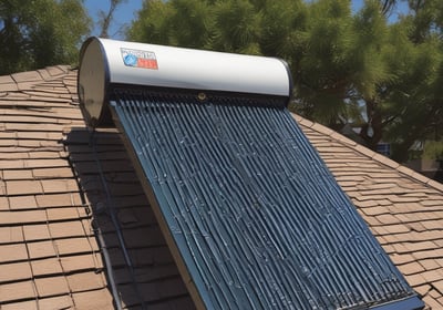 A field of solar panels is positioned under a clear blue sky. The panels are arranged in rows, capturing sunlight efficiently. The sleek, reflective surface of the panels gives a modern and clean look.