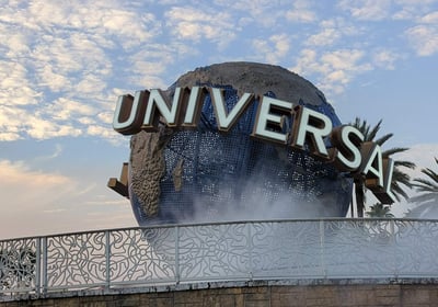 Universal Orlando Resort sign rotating ball