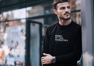 model wearing music mogul marketing brand