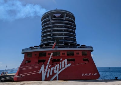 Virgin Voyages Scarlet Lady at port