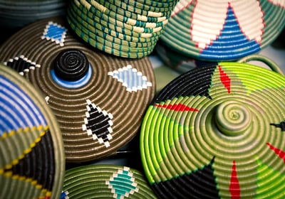 Traditional african handmade baskets Detail of traditional african handmade product- Rwanda culture