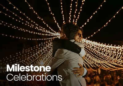 Two people hugging in an event