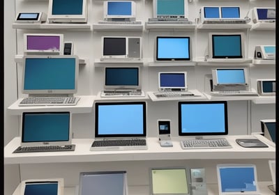 Stacks of cardboard boxes are neatly organized on a metal shelving unit with yellow plastic bins labeled 'S' and 'M' below them. The setting appears to be a warehouse or storage area with visible industrial flooring and safety line markings.