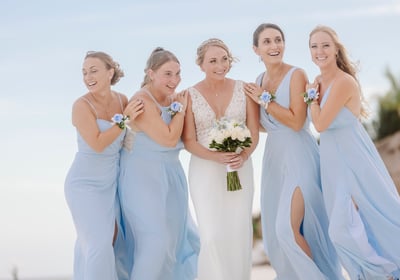 a bridesmaid bridesmaid in a blue dress