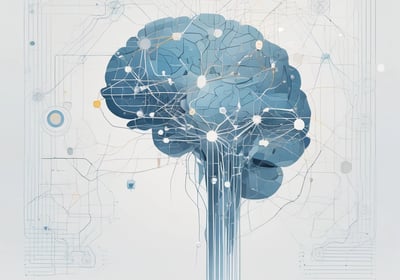 A futuristic and digital-themed image features a stylized circuit board with the words 'Open AI' in bold, glowing letters. Above it is a design that resembles an AI or robot face with neon accents. The background consists of a network of interconnected blue lines and nodes, suggesting themes of technology and connectivity.