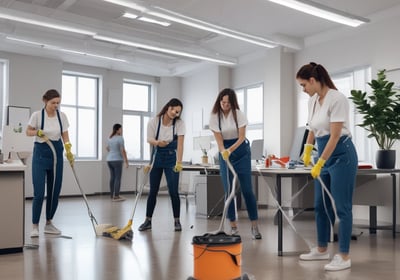 A minimalistic wall-mounted organizer holding two cleaning tools, a dustpan with a brush and a feather duster. The objects are hanging against a plain wall with a light switch nearby, framed by a simple wooden structure.