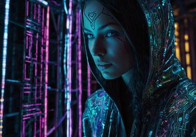 a woman in a futuristic suit with a futuristic design