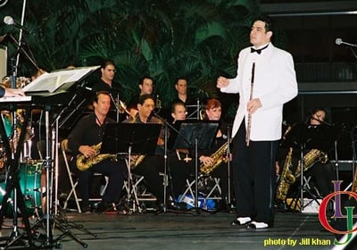 Maestro Bobby Ramirez leading the Latin Jazz Club big band orchestra
