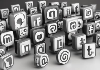 A small, round robot with a smooth white surface and blue accents operates a blue laptop on a sleek, floating platform. The robot has glowing eyes and an antenna on its head, with an 'AI' emblem on its front.