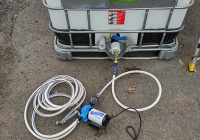 auto pump for gardening on an IBC Tote