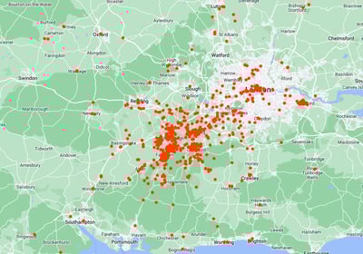 map of customers for Leovan Removals