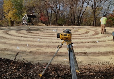 a man standing in a circular maze maze maze