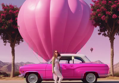 Two women walk down a picturesque cobblestone street lined with colorful buildings and outdoor seating. They hold vibrant woven textiles and appear engaged in conversation. In the background, a person on a wheelchair and another individual are present against a backdrop of mountains and a bright, partly cloudy sky.