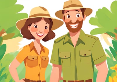 monitores de cães com uniforme de safari na caoviver pet