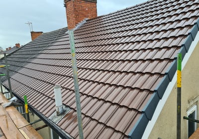 House re-roof with marley ludlow major tiles in brown