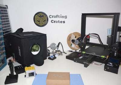a desk with solderiron