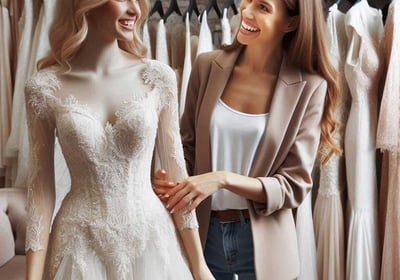 femme qui conseil une mariée