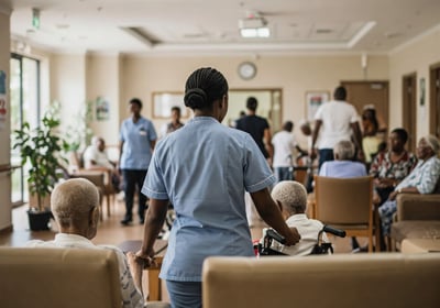 Infirmière en train de prendre soin d'un patient avec professionnalisme