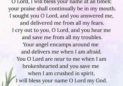 prayer for when you are afraid and need deliverance from fear - psalm 34