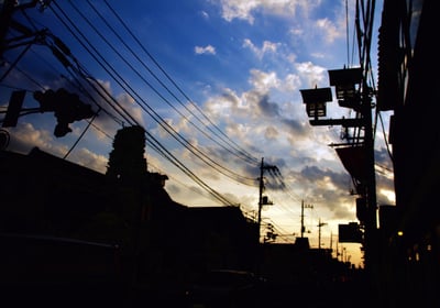 town engulfed in darkness because of power outage.