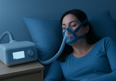 a woman in a blue shirt is sleeping on a pillow