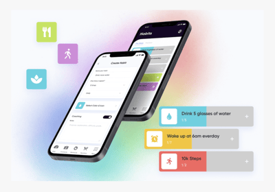 A phone showing a personal training habit planner
