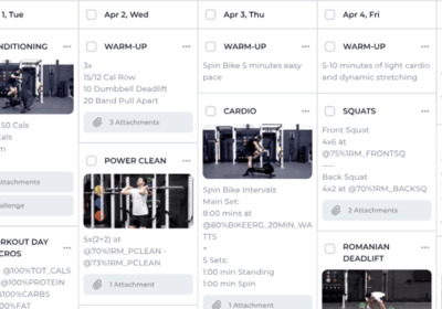 A training calendar for muscle building