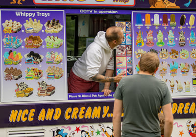 An ice cream man at Cwmdu show