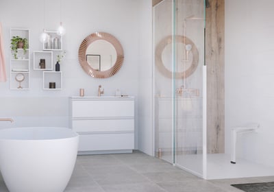 une salle de bain moderne adaptée aux personnes agées et aux personnes à mobilité réduite