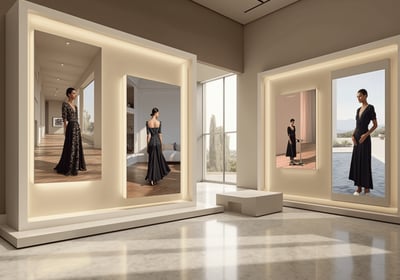 Images hanged as product showcases