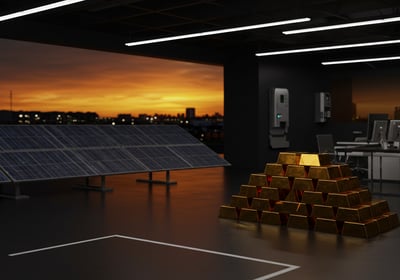 a solar paneled room with a solar paneled ceiling