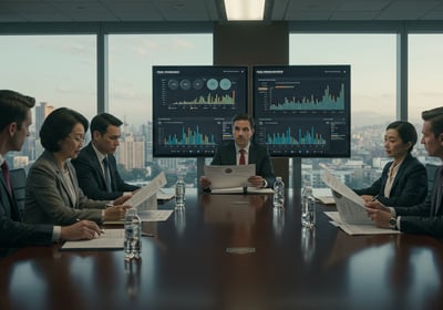 a group of business people sitting around a conference table